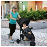 $180 Baby Jogging Stroller with Adjustable Canopy for Newborn - Black