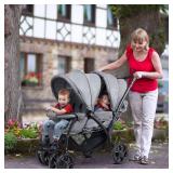 $170 BABY JOY Double Stroller, Foldable Lightweight Twin, Gray