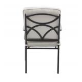 WHITE Steel Frame Dining Chairs, Grey Cushions, Set of 4