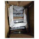 WHITE Steel Frame Dining Chairs, Grey Cushions, Set of 4