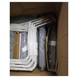 WHITE Steel Frame Dining Chairs, Grey Cushions, Set of 4