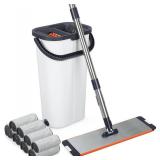 Mop & Bucket Set, Wringer, 8 Pads, 13 in (16 in)