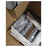 WHITE!  Steel Frame Dining Chairs, Grey Cushions, Set of 4