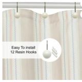 Mainstays Stripe Fabric Shower Curtain Set, White, 70"x70"