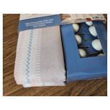 Mainstays Stripe Fabric Shower Curtain Set, White, 70"x70"