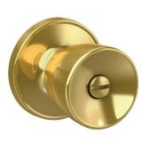 First Secure by Schlage Hawkins Privacy Door Knob - Bright Brass