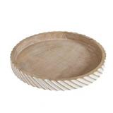 My Texas House 16" White Diagonal Round Wood Decorative Tray