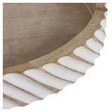 My Texas House 16" White Diagonal Round Wood Decorative Tray