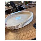 My Texas House 16" White Diagonal Round Wood Decorative Tray