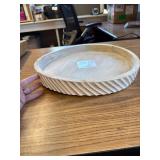 My Texas House 16" White Diagonal Round Wood Decorative Tray