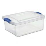 Sterilite 15 Quart Latch Box, Clear Plastic Bin with Blue Lid