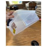 Sterilite 15 Quart Latch Box, Clear Plastic Bin with Blue Lid