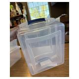 Sterilite 15 Quart Latch Box, Clear Plastic Bin with Blue Lid