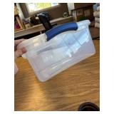 Sterilite 15 Quart Latch Box, Clear Plastic Bin with Blue Lid