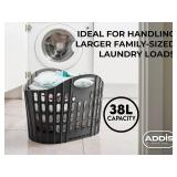Addis Flat Easy Store Laundry Basket, Dark Grey, 38L 518150