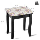 GOFLAME Vanity Stool, Rose Pattern Makeup Dressing Stool, Black