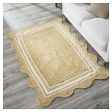 $80 My Texas House White Scallop Jute Area Rug, 4