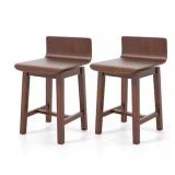 Set of 2 Swivel Dining Chairs, Low Back, Armless, Walnut Finish