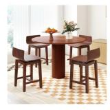 Set of 2 Swivel Dining Chairs, Low Back, Armless, Walnut Finish