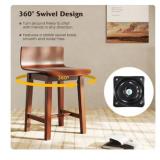 Set of 2 Swivel Dining Chairs, Low Back, Armless, Walnut Finish