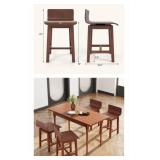 Set of 2 Swivel Dining Chairs, Low Back, Armless, Walnut Finish