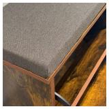 $100 Brown Shoe Bench with Storage, 2 Flip Drawers and Seat Cushion