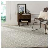 $695 SAFAVIEH Natura Geometric Wool Rug, Silver/Ivory, 9