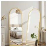 $46 21" x 64" Arched Full Body Mirror Standing Leaning, Gold