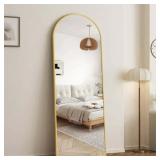 $46 21" x 64" Arched Full Body Mirror Standing Leaning, Gold