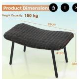 All Weather Outdoor Ottomans Set with Sturdy Metal Legs