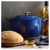 $81 Tramontina Cast Iron 7-Qt Dutch Oven-Classic Blue/ gold with Lid
