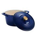 $81 Tramontina Cast Iron 7-Qt Dutch Oven-Classic Blue/ gold with Lid