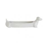 Creative Co-Op Long White Ceramic Dachshund Cracker Dish