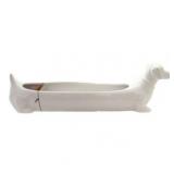 Creative Co-Op Long White Ceramic Dachshund Cracker Dish