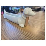 Creative Co-Op Long White Ceramic Dachshund Cracker Dish