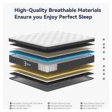 $200 Queen Hybrid Mattress, 12 Inch, Medium Firm, Breathable