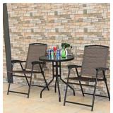 $140 Costway 3 -Piece Patio Conversation Set with Brown
