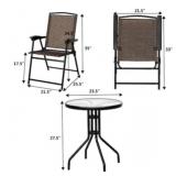 $140 Costway 3 -Piece Patio Conversation Set with Brown