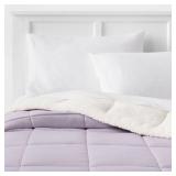 $50 F/Q Faux Shearling Reversible Comforter Light Purple - OEKO-TEX