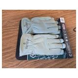 Cold Weather Work Gloves, Fleece Lined Cowhide, Medium, 2 Pairs