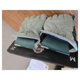 Cold Weather Work Gloves, Fleece Lined Cowhide, Medium, 2 Pairs