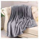 KMUSET Fleece Blanket Throw Size Grey Lightweight Super Soft