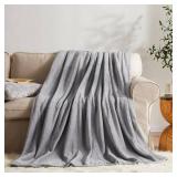 KMUSET Fleece Blanket Throw Size Grey Lightweight Super Soft