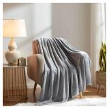 KMUSET Fleece Blanket Throw Size Grey Lightweight Super Soft