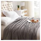 KMUSET Fleece Blanket Throw Size Grey Lightweight Super Soft