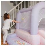 $180 Bounceland Mini Bounce House with Ball Pit - Cotton Candy