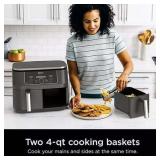 $186 Ninja Foodi 8 qt 2-Basket Air Fryer, DualZone Tech, SmartFinish