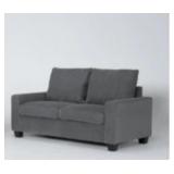 Gray 2 Seater Sofa with Cupholders and Decorative Pillows