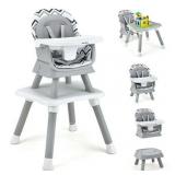 $190 Babyjoy 8-in-1 High Chair Convertible Booster Seat Gray/White