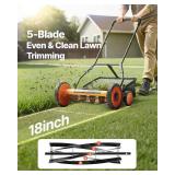 $95 VEVOR Push Reel Lawn Mower, 18", 1.37-2.44 in Adjustable Height